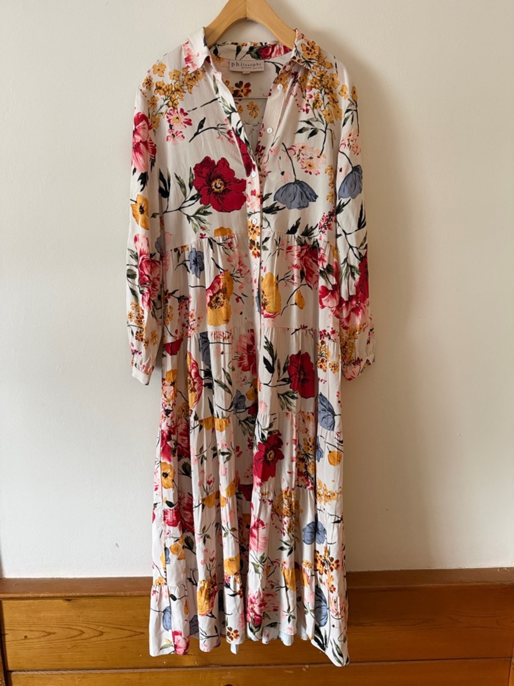 Philosophy Floral Button Down Midi Dress Size 6 - Picture 2 of 7